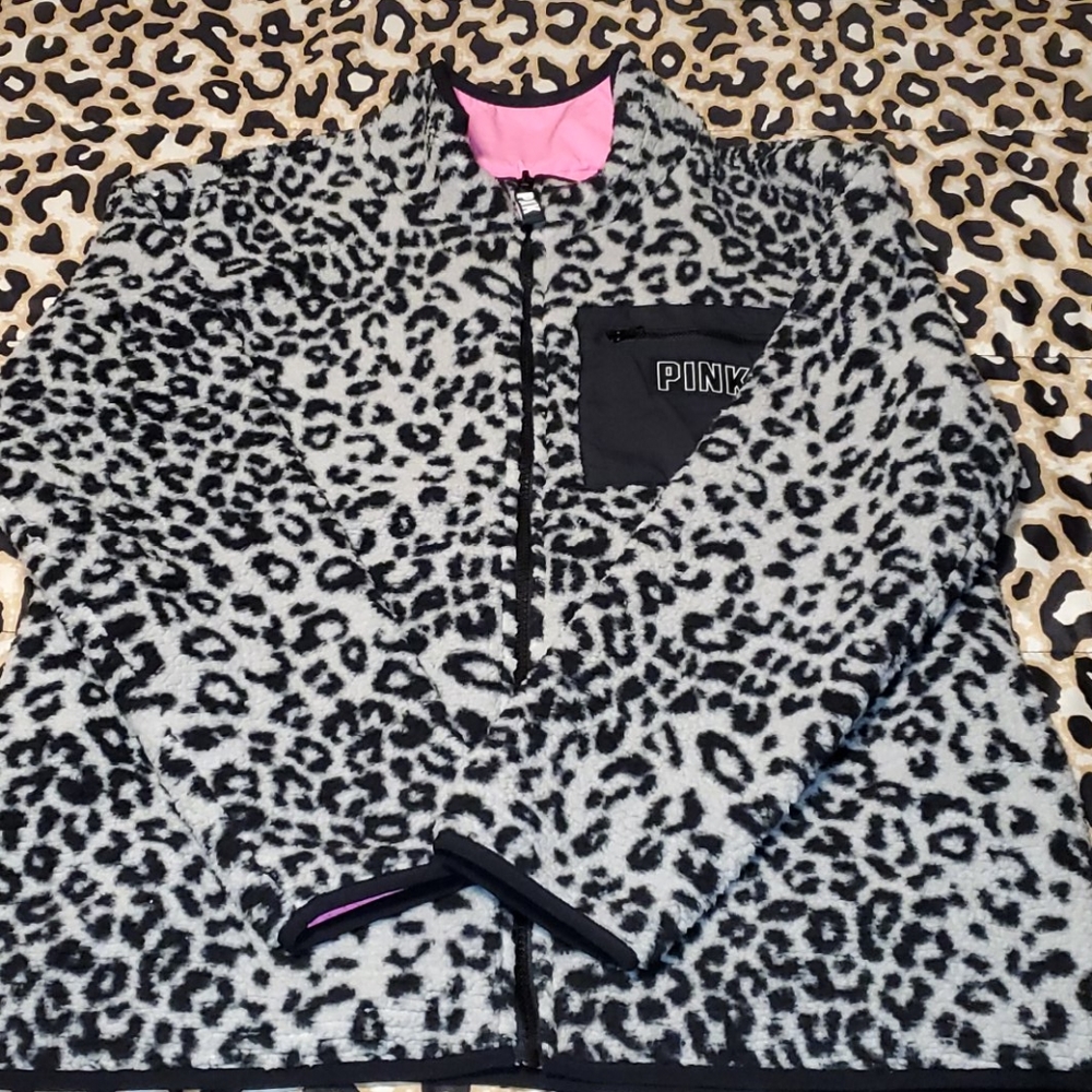 Victoria's Secret PINK reversible leopard zip up